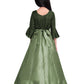 Green Floral Jacquard Simple Gown For Girls - Betty Ethnic India - Gown - Betty Girls Wear Online
