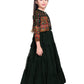 Green Georgette Embroidered Maxi Fit & Flared Dress With Embellished Jacket Styled Gown For Girls - Betty Ethnic India - Gown - Betty Girls Wear Online