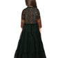 Green Georgette Embroidered Maxi Fit & Flared Dress With Embellished Jacket Styled Gown For Girls - Betty Ethnic India - Gown - Betty Girls Wear Online
