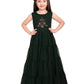 Green Georgette Embroidered Maxi Fit & Flared Dress With Embellished Jacket Styled Gown For Girls - Betty Ethnic India - Gown - Betty Girls Wear Online