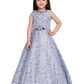Grey & Black Floral Embellished Imported Net Gown For Girls - Betty Ethnic India - Gown - Betty Girls Wear Online