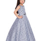 Grey & Black Floral Embellished Imported Net Gown For Girls - Betty Ethnic India - Gown - Betty Girls Wear Online