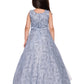 Grey & Black Floral Embellished Imported Net Gown For Girls - Betty Ethnic India - Gown - Betty Girls Wear Online