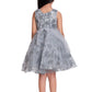 Grey & Cream-Coloured Floral Dupatta Styled Fit & Flare Party Wear Frock For Girls - Betty Ethnic India - Frock - Betty Girls Wear Online