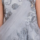 Grey & Cream-Coloured Floral Dupatta Styled Fit & Flare Party Wear Frock For Girls - Betty Ethnic India - Frock - Betty Girls Wear Online
