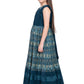 Peacock Blue Coloured Pleated Fabric Saree Style Gown For Girls - Betty Ethnic India - Gown - Betty Girls Wear Online