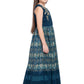 Peacock Blue Coloured Pleated Fabric Saree Style Gown For Girls - Betty Ethnic India - Gown - Betty Girls Wear Online