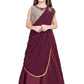 Wine Coloured Saree Styled Dupatta Pattern Gown For Girls - Betty Ethnic India - Gown - Betty Girls Wear Online
