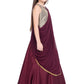 Wine Coloured Saree Styled Dupatta Pattern Gown For Girls - Betty Ethnic India - Gown - Betty Girls Wear Online