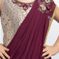Wine Coloured Saree Styled Dupatta Pattern Gown For Girls - Betty Ethnic India - Gown - Betty Girls Wear Online