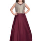 Wine Coloured Saree Styled Dupatta Pattern Gown For Girls - Betty Ethnic India - Gown - Betty Girls Wear Online