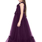 Wine Coloured Imported Net One Side Shoulder Pattern Gown For Girls - Betty Ethnic India - Gown - Betty Girls Wear Online