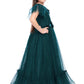 Peacock Blue Coloured Imported Net One Side Shoulder Pattern Gown For Girls - Betty Ethnic India - Gown - Betty Girls Wear Online