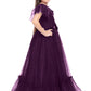 Wine Coloured Imported Net One Side Shoulder Pattern Gown For Girls - Betty Ethnic India - Gown - Betty Girls Wear Online
