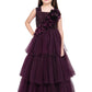 Wine Coloured Big Flower Pattern Gown For Girls - Betty Ethnic India - Gown - Betty Girls Wear Online