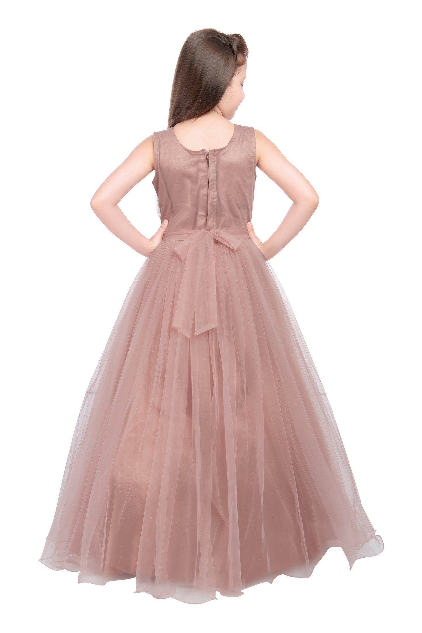 Orchid Coloured Simple Imported Net Gown For Girls - Betty Ethnic India - Gown - Betty Girls Wear Online