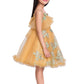Lemon & Green Floral Embroidered Imported Net Party Wear Frock For Girls - Betty Ethnic India - Frock - Betty Girls Wear Online