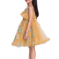 Lemon & Green Floral Embroidered Imported Net Party Wear Frock For Girls - Betty Ethnic India - Frock - Betty Girls Wear Online