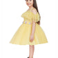 Lemon Coloured Imported Net Simple Design Off Shoulder Pattern Party Wear Frock For Girls - Betty Ethnic India - Frock - Betty Girls Wear Online