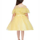 Lemon Coloured Imported Net Simple Design Off Shoulder Pattern Party Wear Frock For Girls - Betty Ethnic India - Frock - Betty Girls Wear Online
