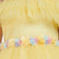 Lemon Coloured Imported Net Simple Design Off Shoulder Pattern Party Wear Frock For Girls - Betty Ethnic India - Frock - Betty Girls Wear Online