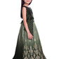 Mahendi Coloured Embellished Jacket Styled Chinon Gown For Girls - Betty Ethnic India - Gown - Betty Girls Wear Online