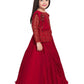 Maroon Coloured Embellished Georgette Saree Style Gown For Girls - Betty Ethnic India - Gown - Betty Girls Wear Online