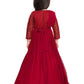 Maroon Coloured Embellished Georgette Saree Style Gown For Girls - Betty Ethnic India - Gown - Betty Girls Wear Online