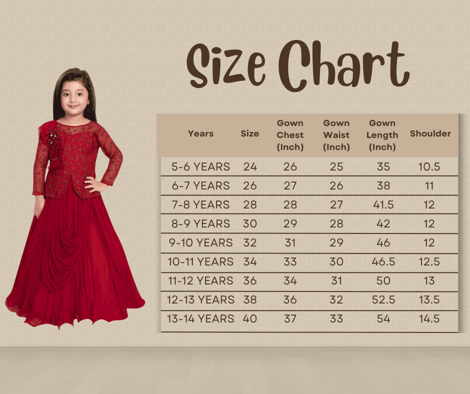 Maroon Coloured Embellished Georgette Saree Style Gown For Girls - Betty Ethnic India - Gown - Betty Girls Wear Online