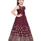 Marun Coloured One Side Sleeve Design Gown For Girls - Betty Ethnic India - Gown - Betty Girls Wear Online