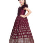 Marun Coloured One Side Sleeve Design Gown For Girls - Betty Ethnic India - Gown - Betty Girls Wear Online