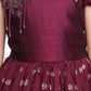 Marun Coloured One Side Sleeve Design Gown For Girls - Betty Ethnic India - Gown - Betty Girls Wear Online