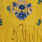 Mustard and Green Ethnic Motifs Embellished Georgette Jacket Styled Gown For Girls - Betty Ethnic India - Gown - Betty Girls Wear Online