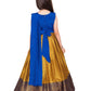 Mustard Coloured Floral Silk Dupatta Styled Gown For Girls - Betty Ethnic India - Gown - Betty Girls Wear Online