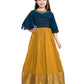 Mustard Coloured Georgette Bell Sleeve Styled Gown For Girls - Betty Ethnic India - Gown - Betty Girls Wear Online
