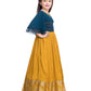 Mustard Coloured Georgette Bell Sleeve Styled Gown For Girls - Betty Ethnic India - Gown - Betty Girls Wear Online
