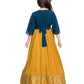 Mustard Coloured Georgette Bell Sleeve Styled Gown For Girls - Betty Ethnic India - Gown - Betty Girls Wear Online
