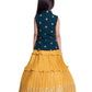 Mustard Coloured Gown And Blue Coloured Jacket Floral Chinon Fit & Flare Gown For Girls - Betty Ethnic India - Gown - Betty Girls Wear Online