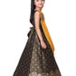 Mustard Yellow & Brown Embellished Broket Gown With Dupatta Style Gown For Girls - Betty Ethnic India - Gown - Betty Girls Wear Online