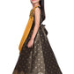 Mustard Yellow & Brown Embellished Broket Gown With Dupatta Style Gown For Girls - Betty Ethnic India - Gown - Betty Girls Wear Online