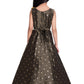 Mustard Yellow & Brown Embellished Broket Gown With Dupatta Style Gown For Girls - Betty Ethnic India - Gown - Betty Girls Wear Online