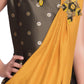 Mustard Yellow & Brown Embellished Broket Gown With Dupatta Style Gown For Girls - Betty Ethnic India - Gown - Betty Girls Wear Online