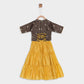 Mustard Yellow & Brown Embellished Ready To Wear Lehenga & Choli For Girls - Betty Ethnic India - Saris & Lehengas - Betty Girls Wear Online