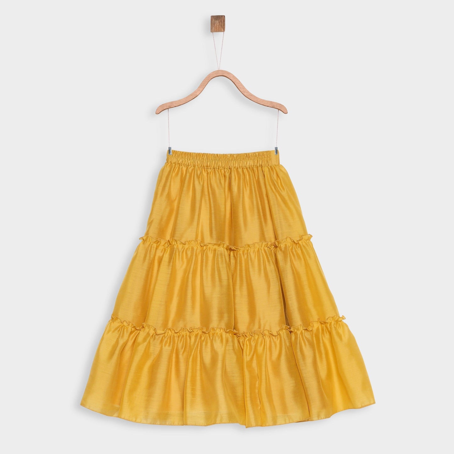 Mustard Yellow & Brown Embellished Ready To Wear Lehenga & Choli For Girls - Betty Ethnic India - Saris & Lehengas - Betty Girls Wear Online