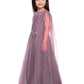 Orchid Coloured Embellished One Sided Sleeve Net Gown For Girls - Betty Ethnic India - Gown - Betty Girls Wear Online