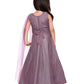 Orchid Coloured Embellished One Sided Sleeve Net Gown For Girls - Betty Ethnic India - Gown - Betty Girls Wear Online