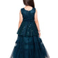 Orchid Coloured Embellished Peplum Styled Imported Net Gown For Girls - Betty Ethnic India - Gown - Betty Girls Wear Online