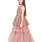 Orchid Coloured Embellished Peplum Styled Imported Net Gown For Girls - Betty Ethnic India - Gown - Betty Girls Wear Online