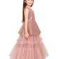 Orchid Coloured Embellished Peplum Styled Imported Net Gown For Girls - Betty Ethnic India - Gown - Betty Girls Wear Online