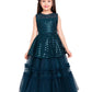 Orchid Coloured Embellished Peplum Styled Imported Net Gown For Girls - Betty Ethnic India - Gown - Betty Girls Wear Online